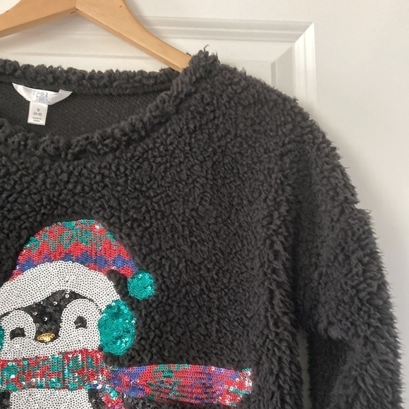 Time and Tru small Christmas sweatshirt penguin Christmas holidays fleece - Picture 5 of 10